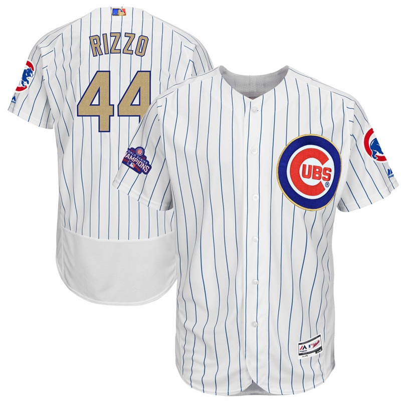 Men Chicago Cubs Anthony Rizzo #44 White 2017 Gold Program Flex Base Jersey