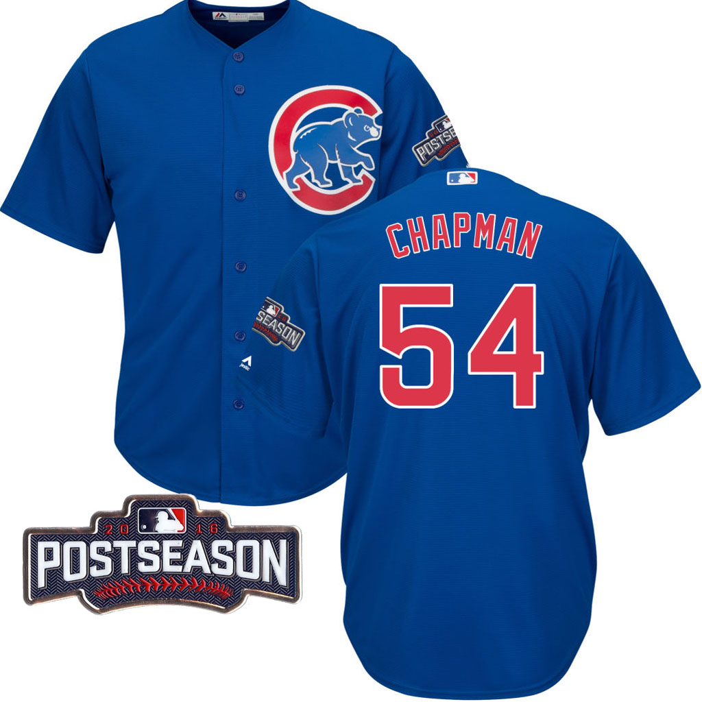 Chicago Cubs Aroldis Chapman #54 NL Central Division Champions Royal 2016 Postseason Patch Cool Base Jersey