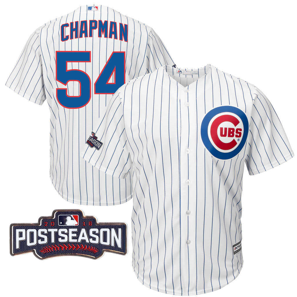 Chicago Cubs Aroldis Chapman #54 NL Central Division Champions White 2016 Postseason Patch Cool Base Jersey