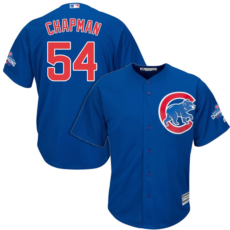 Chicago Cubs Aroldis Chapman #54 Royal 2016 World Series Champions Cool Base Jersey