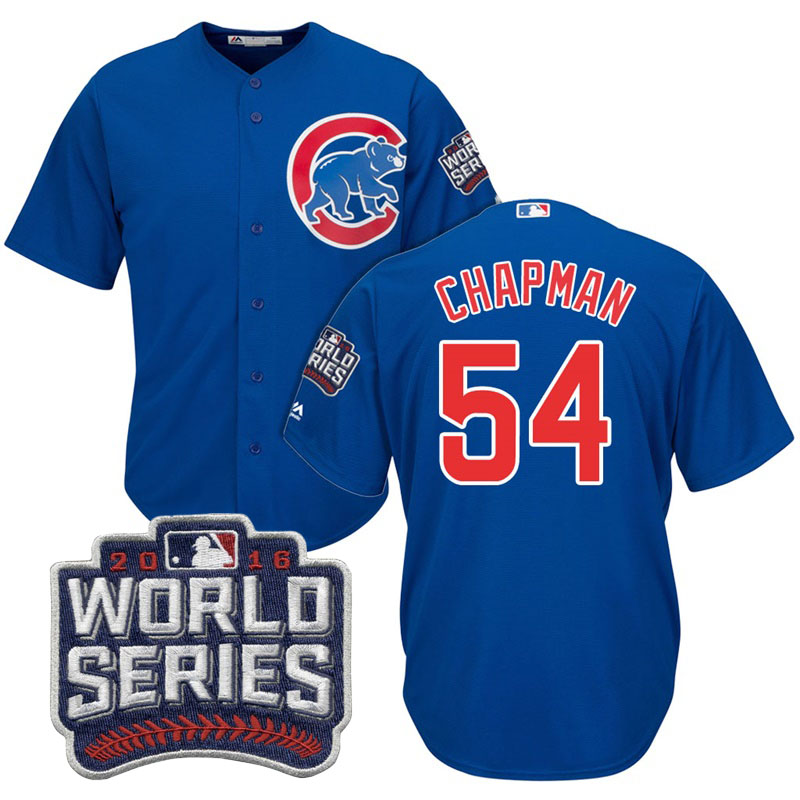 Chicago Cubs Aroldis Chapman #54 Royal 2016 World Series Bound Cool Base Jersey