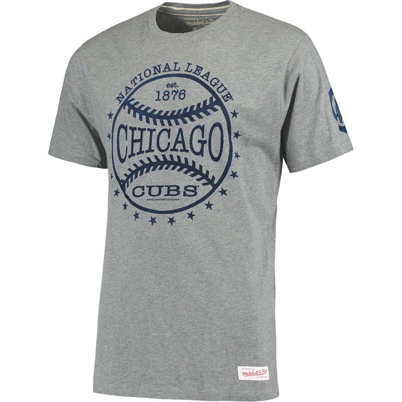 Mens Chicago Cubs Batted Ball Gray Tailored T-Shirt