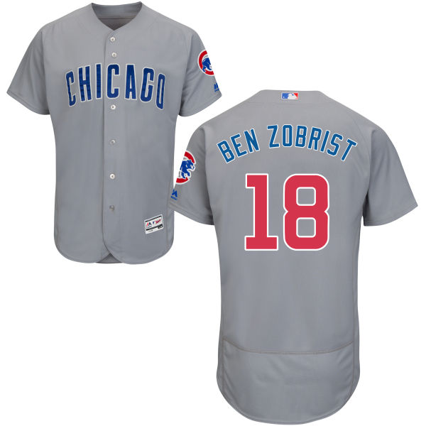 Chicago Cubs #18 Ben Zobrist Gray Authentic Collection Flexbase Jersey