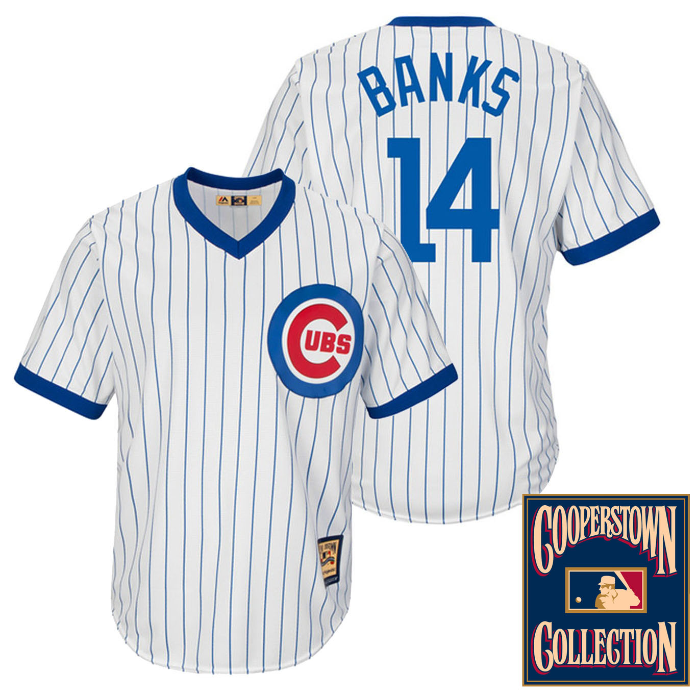 Chicago Cubs Ernie Banks #14 White Cooperstown Cool Base Collection Player Jersey