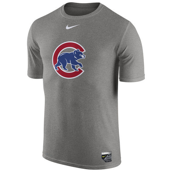 Chicago Cubs Gray Authentic Collection Legend Logo 1.5 Performance Dri-FIT T-Shirt