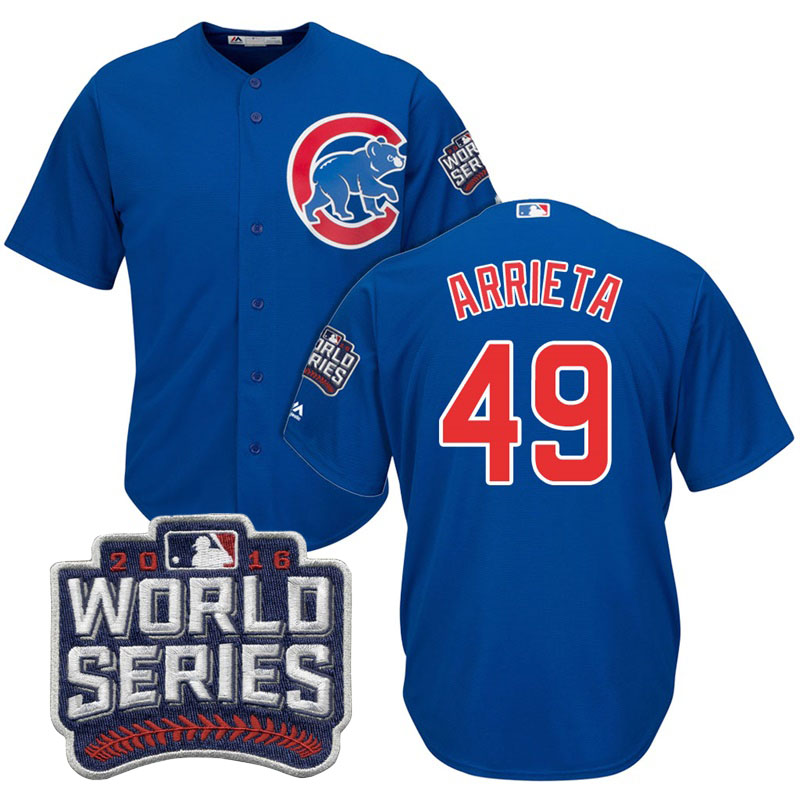 Chicago Cubs Jake Arrieta #49 Royal 2016 World Series Bound Cool Base Jersey