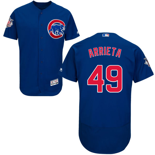 Chicago Cubs Jake Arrieta #49 Royal Authentic Collection Flexbase Player Jersey