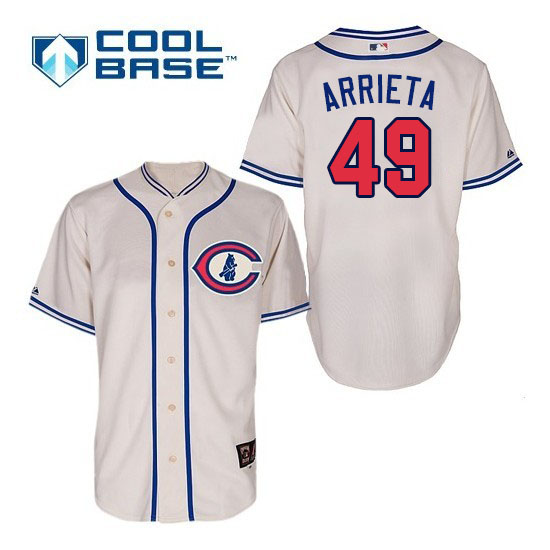 Chicago Cubs #49 Jake Arrieta Cream 1929 Throwback Jersey