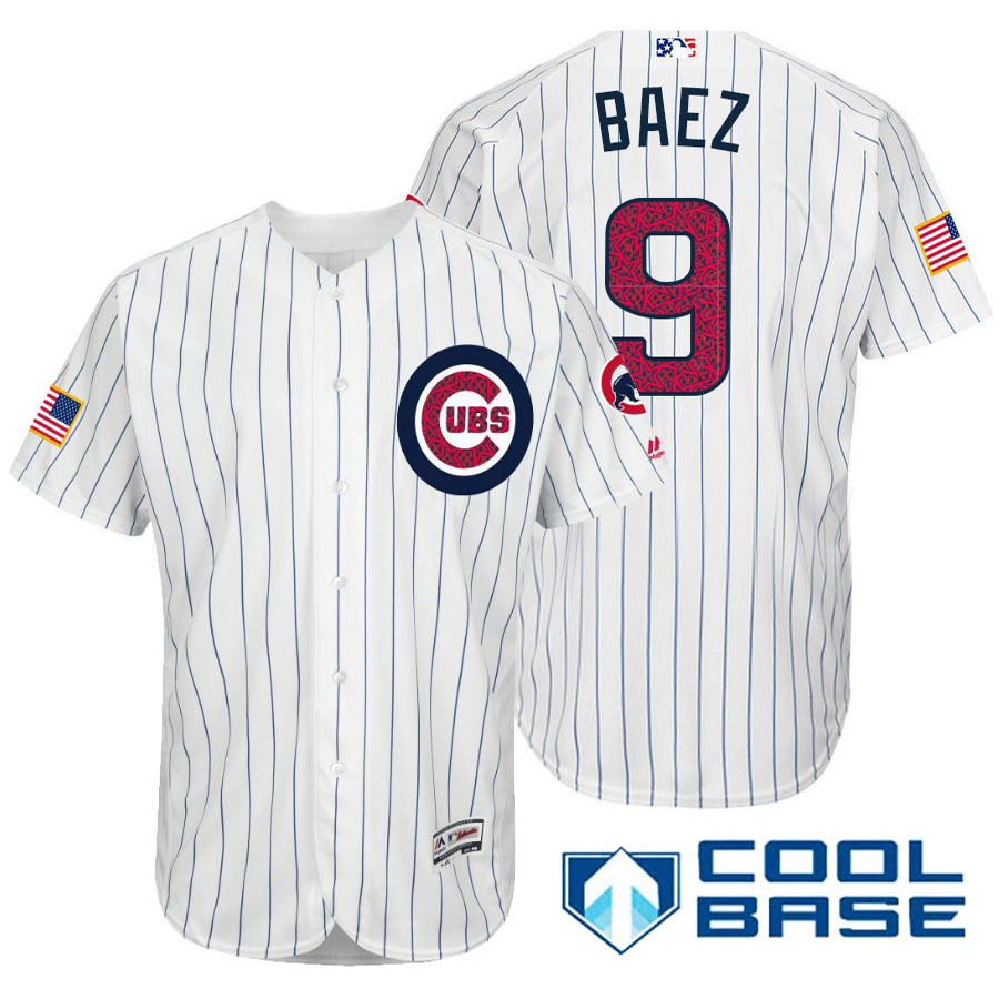 Chicago Cubs #9 Javier Baez White Stars & Stripes 2016 Independence Day Cool Base Jersey