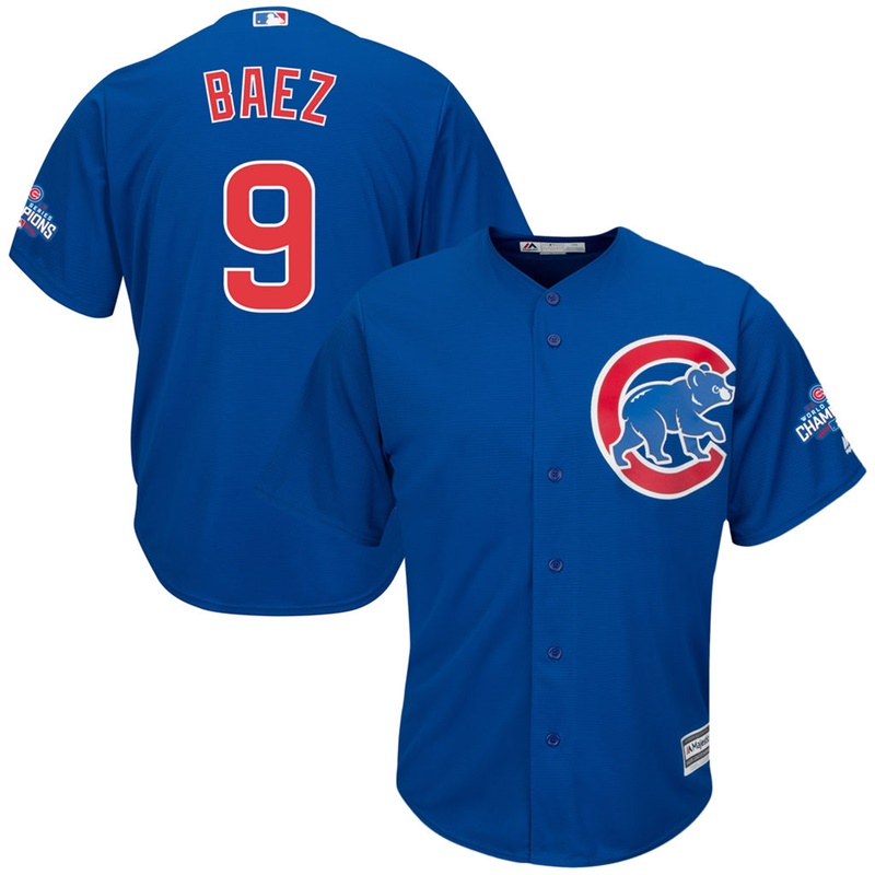 Chicago Cubs Javier Baez #9 Royal 2016 World Series Champions Cool Base Jersey