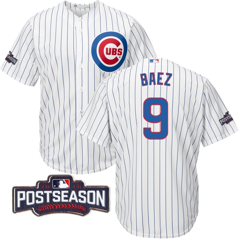 Chicago Cubs Javier Baez #9 NL Central Division Champions White 2016 Postseason Patch Cool Base Jersey