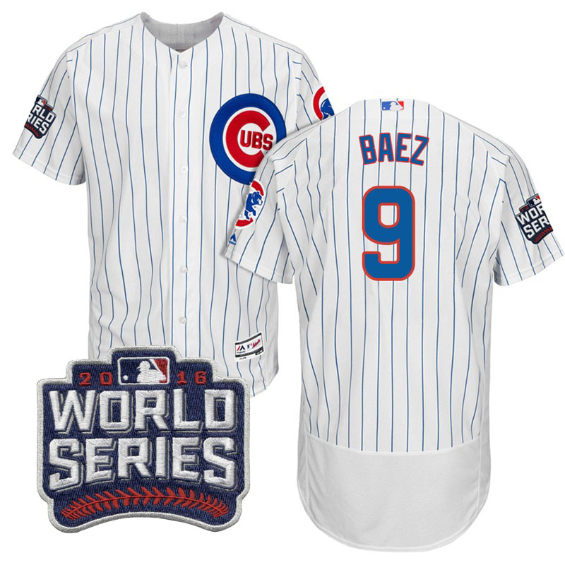 Chicago Cubs Javier Baez #9 White 2016 World Series Bound Flex Base Jersey