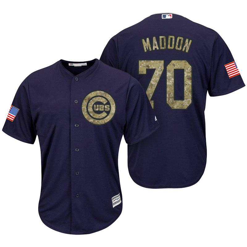 Chicago Cubs Joe Maddon #70 Navy Camo Flag Patch Cool Base Jersey