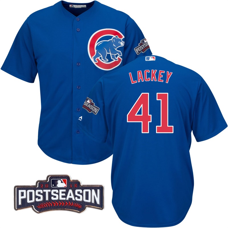 Chicago Cubs John Lackey #41 NL Central Division Champions Royal 2016 Postseason Patch Cool Base Jersey