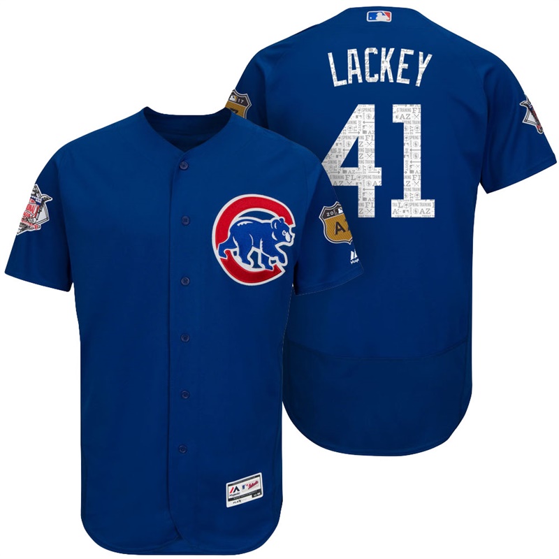 Chicago Cubs John Lackey #41 Royal 2017 Spring Training Cactus League Patch Authentic Collection Flex Base Jersey