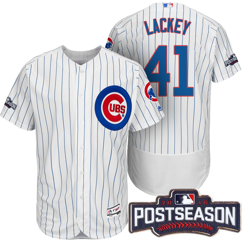 Chicago Cubs John Lackey #41 NL Central Champions White 2016 Postseason Patch Flex Base Jersey