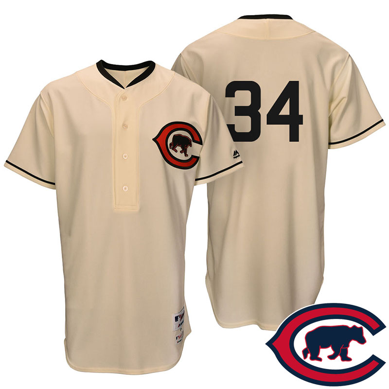 Chicago Cubs Jon Lester #34 Tan Turn Back the Clock Throwback Player Jersey