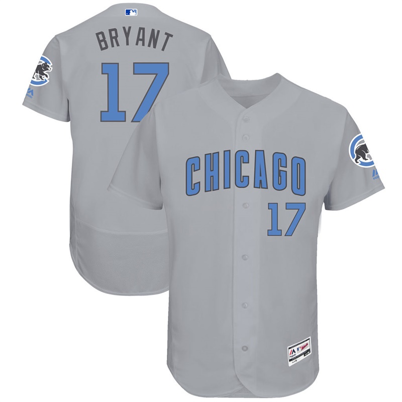 Kris Bryant #17 Men Chicago Cubs 2017 Father's Day Gray Flex Base Jersey