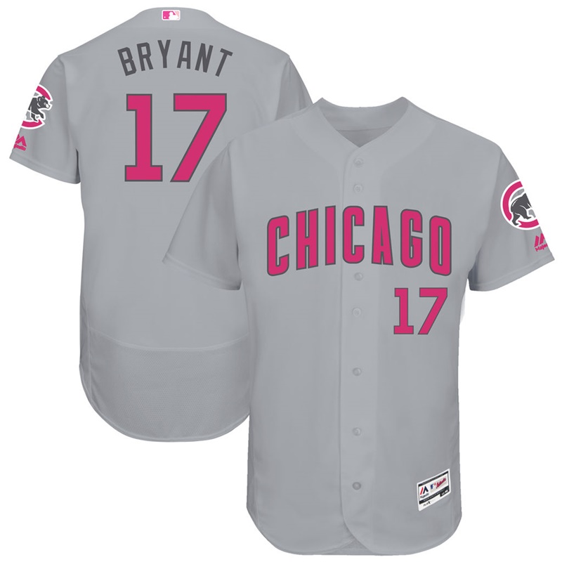 Kris Bryant #17 Men Chicago Cubs 2017 Mother's Day Gray Flex Base Jersey