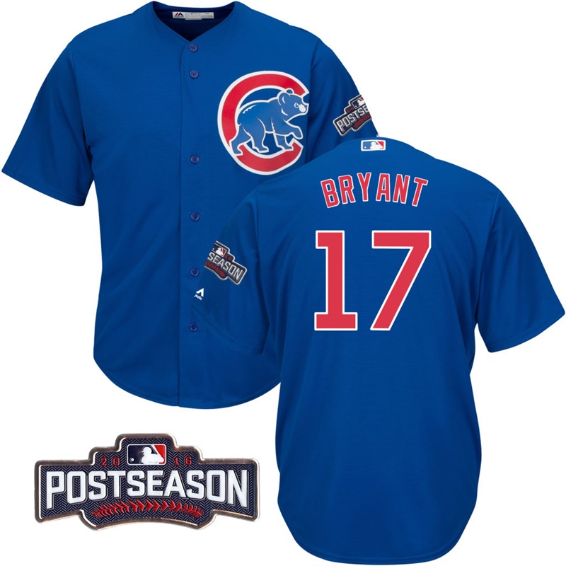 Chicago Cubs Kris Bryant #17 NL Central Division Champions Royal 2016 Postseason Patch Cool Base Jersey