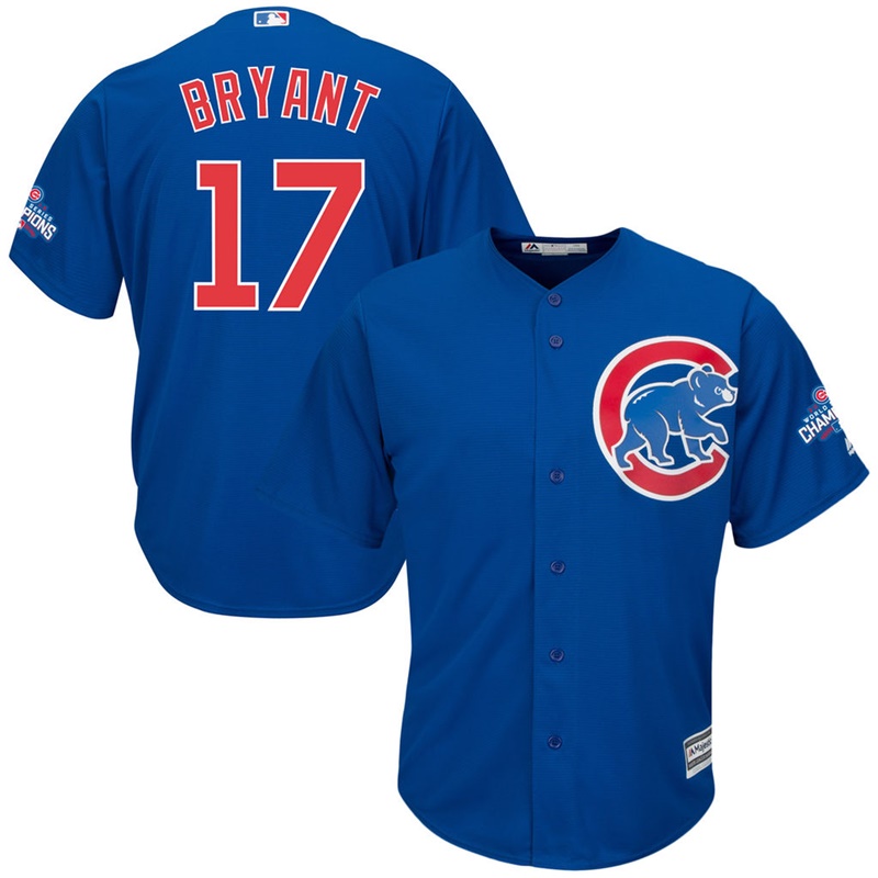 Chicago Cubs Kris Bryant #17 Royal 2016 World Series Champions Cool Base Jersey