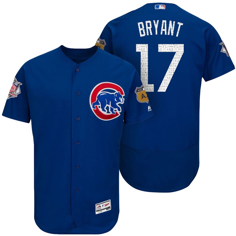 Chicago Cubs Kris Bryant #17 Royal 2017 Spring Training Cactus League Patch Authentic Collection Flex Base Jersey