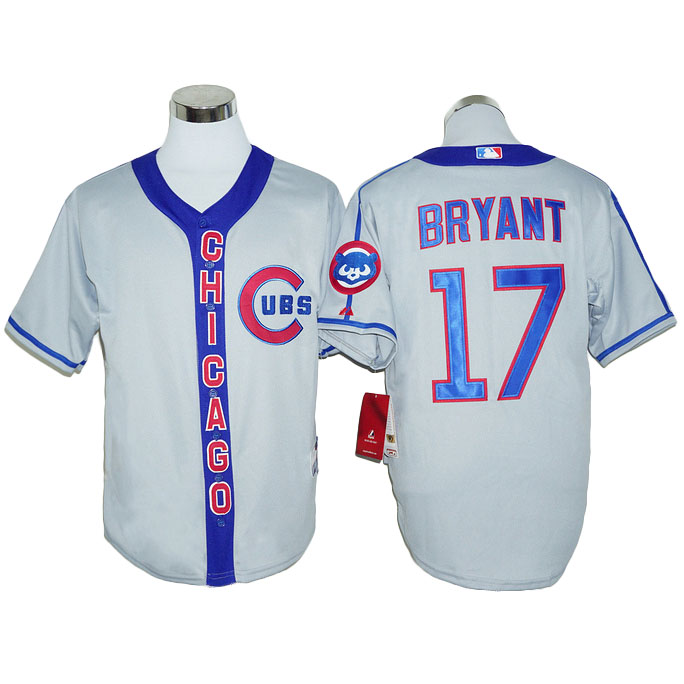 Chicago Cubs Kris Bryant #17 Gray Throwback Authentic Cool Base Jersey