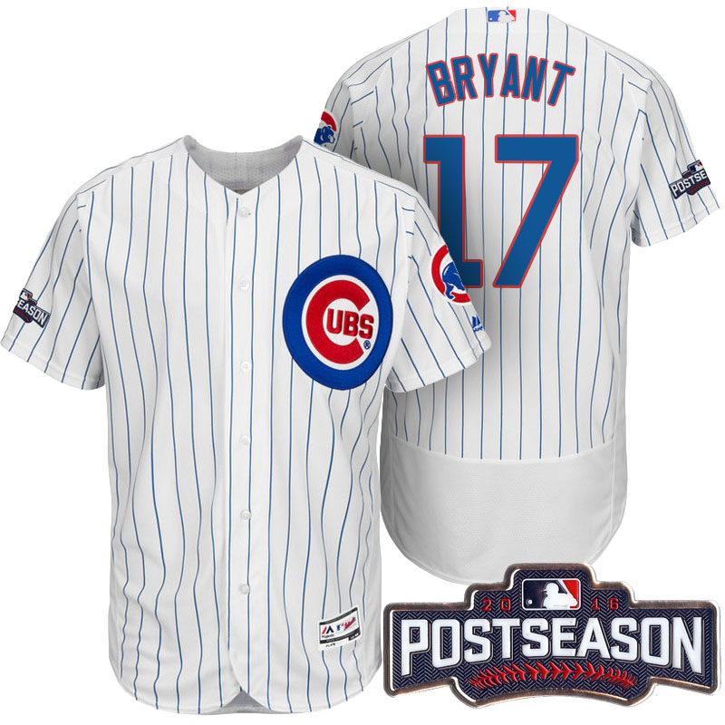 Chicago Cubs Kris Bryant #17 NL Central Champions White 2016 Postseason Patch Flex Base Jersey