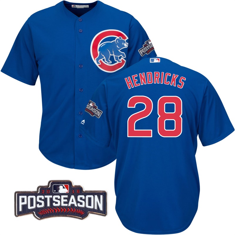 Chicago Cubs Kyle Hendricks #28 NL Central Division Champions Royal 2016 Postseason Patch Cool Base Jersey