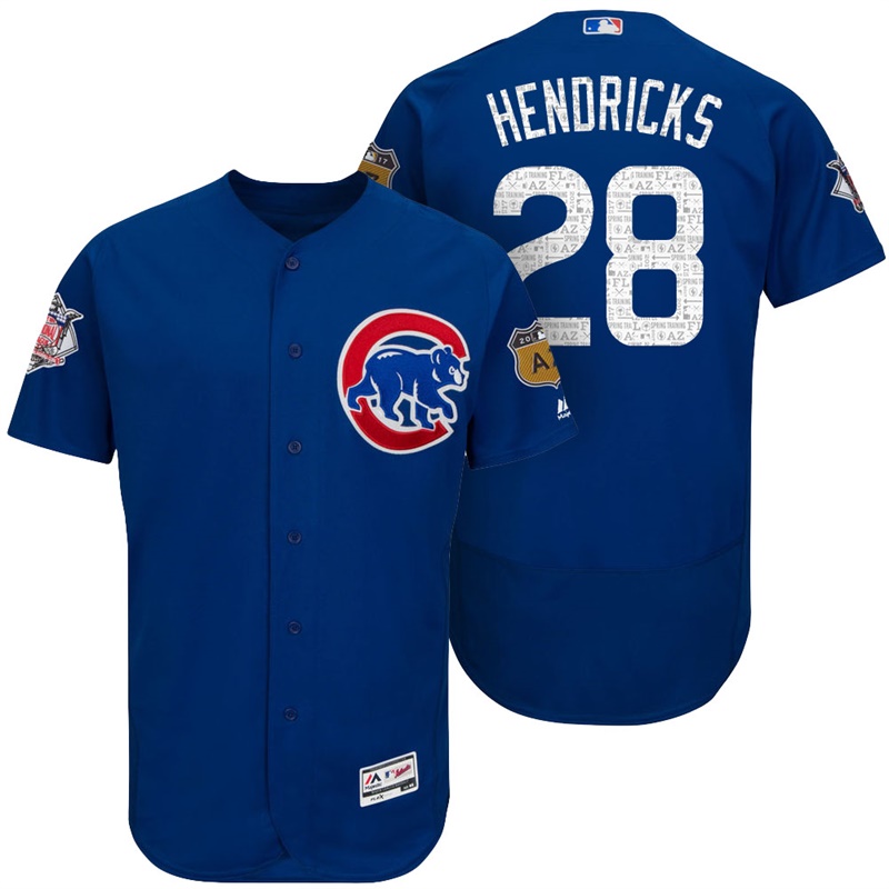 Chicago Cubs Kyle Hendricks #28 Royal 2017 Spring Training Cactus League Patch Authentic Collection Flex Base Jersey