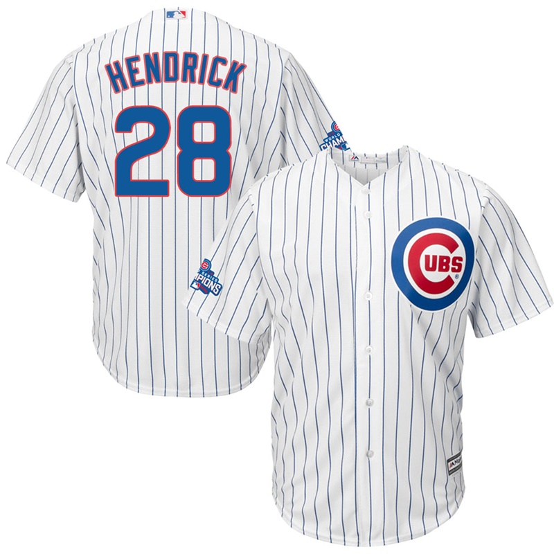 Chicago Cubs Kyle Hendricks #28 White 2016 World Series Champions Cool Base Jersey