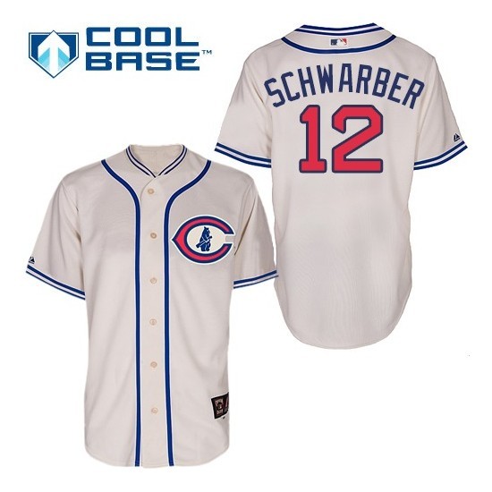 Chicago Cubs #12 Kyle Schwarber Cream 1929 Throwback Jersey