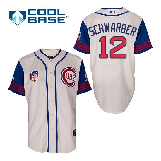 Chicago Cubs #12 Kyle Schwarber Cream 1942 Throwback Jersey