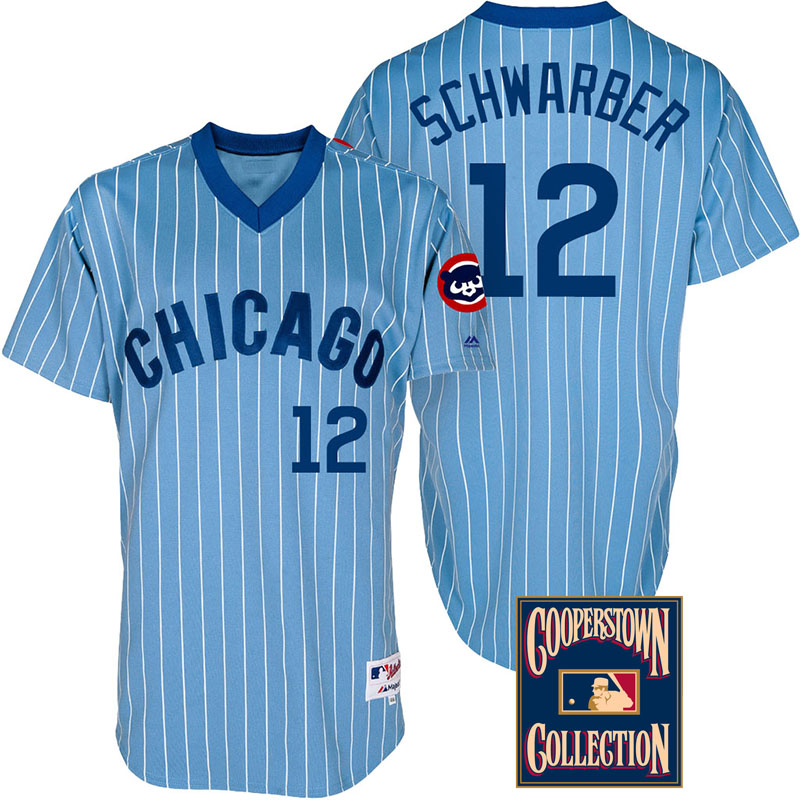 Chicago Cubs #12 Kyle Schwarber Light Blue Throwback Turn Back The Clock Jersey