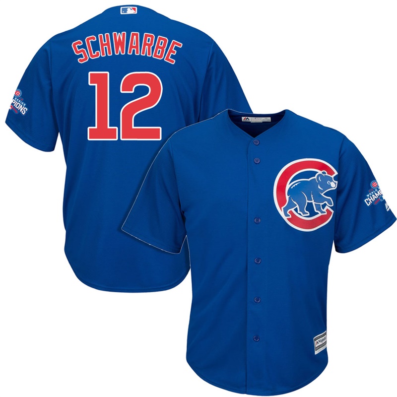 Chicago Cubs Kyle Schwarber #12 Royal 2016 World Series Champions Cool Base Jersey