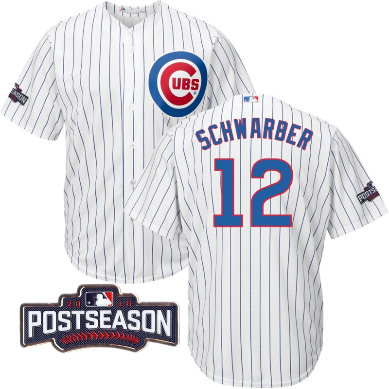 Chicago Cubs Kyle Schwarber #12 NL Central Division Champions White 2016 Postseason Patch Cool Base Jersey