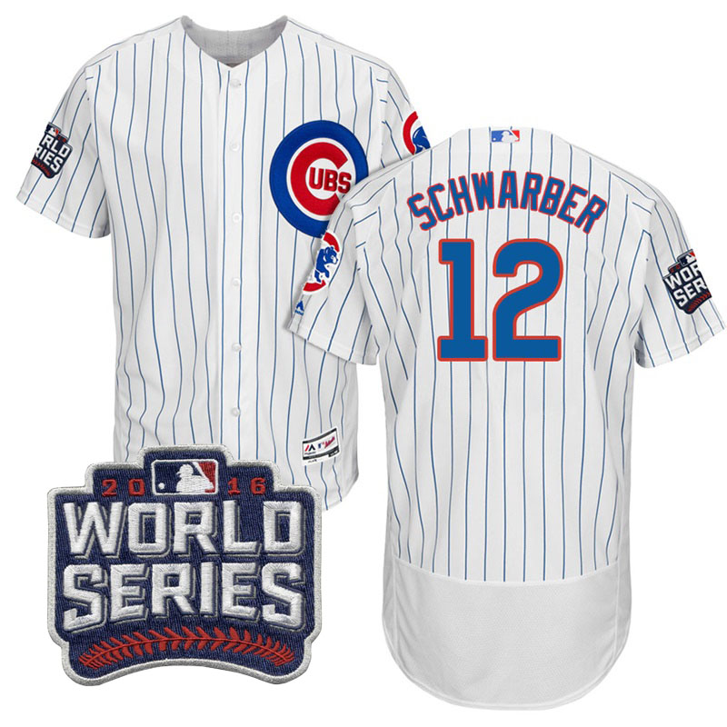 Chicago Cubs Kyle Schwarber #12 White 2016 World Series Bound Flex Base Jersey