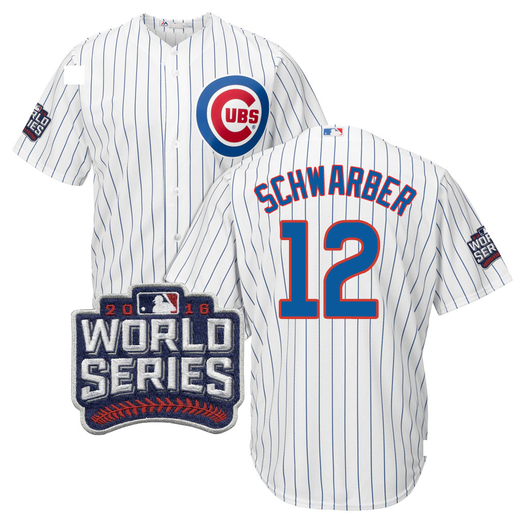 Chicago Cubs Kyle Schwarber #12 White 2016 World Series Bound Cool Base Jersey