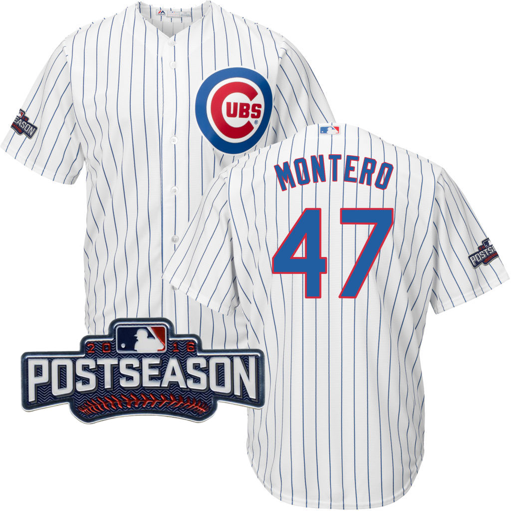 Chicago Cubs Miguel Montero #47 White 2016 Postseason Patch Cool Base Jersey