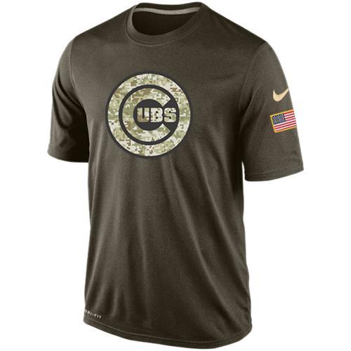 Chicago Cubs Olive Camo Team Logo Baseball T-Shirt