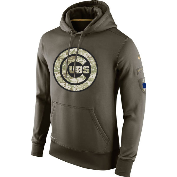 Chicago Cubs Olive Salute To Service Pullover Hoodie