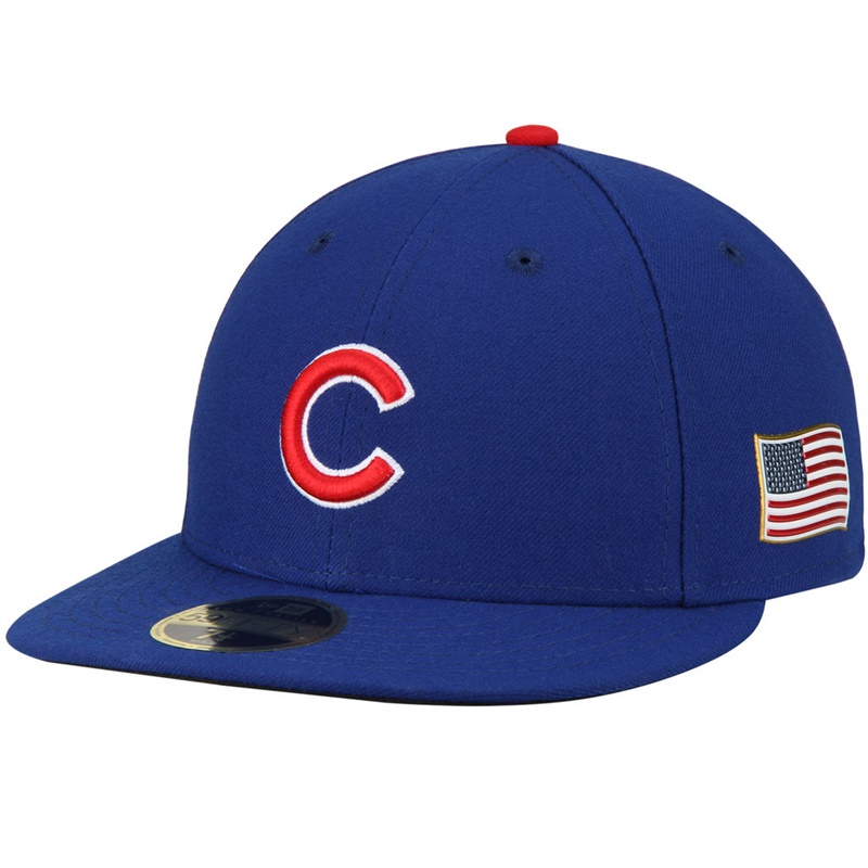 Chicago Cubs Royal On Field 9/11 Side Patch US Flag 59FIFTY Flex Hat