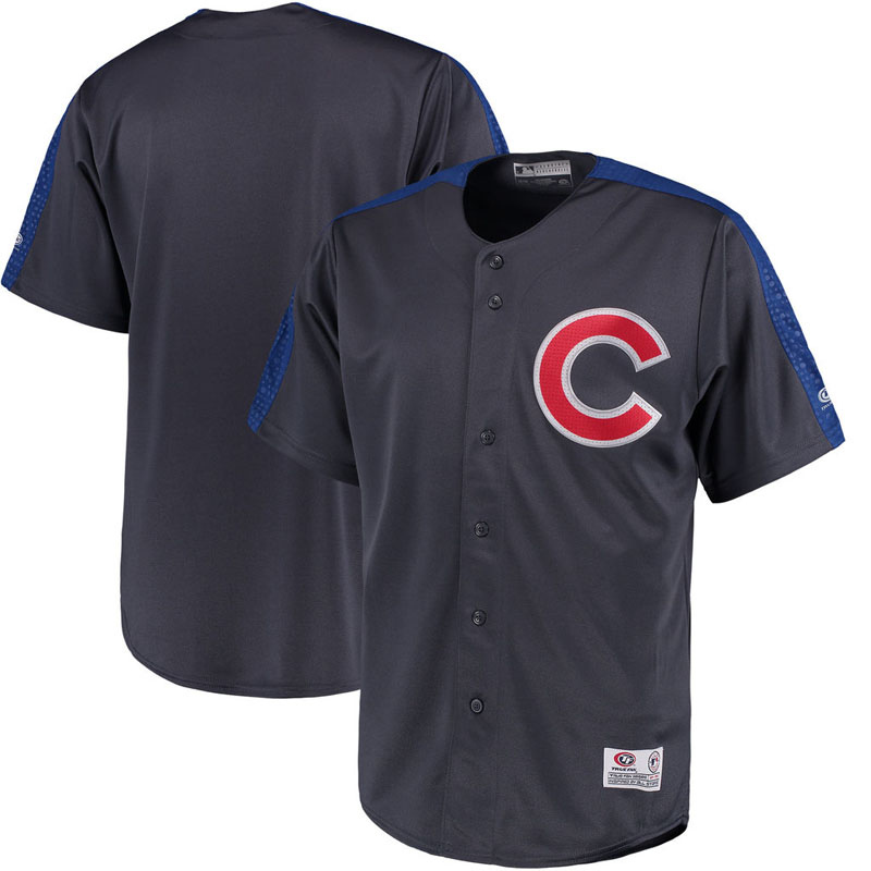 Chicago Cubs Stitches Charcoal Button Down Hot Corner Polyester Jersey