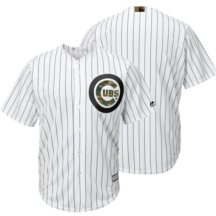 Chicago Cubs White Camo Fashion 2016 Memorial Day Cool Base Jersey