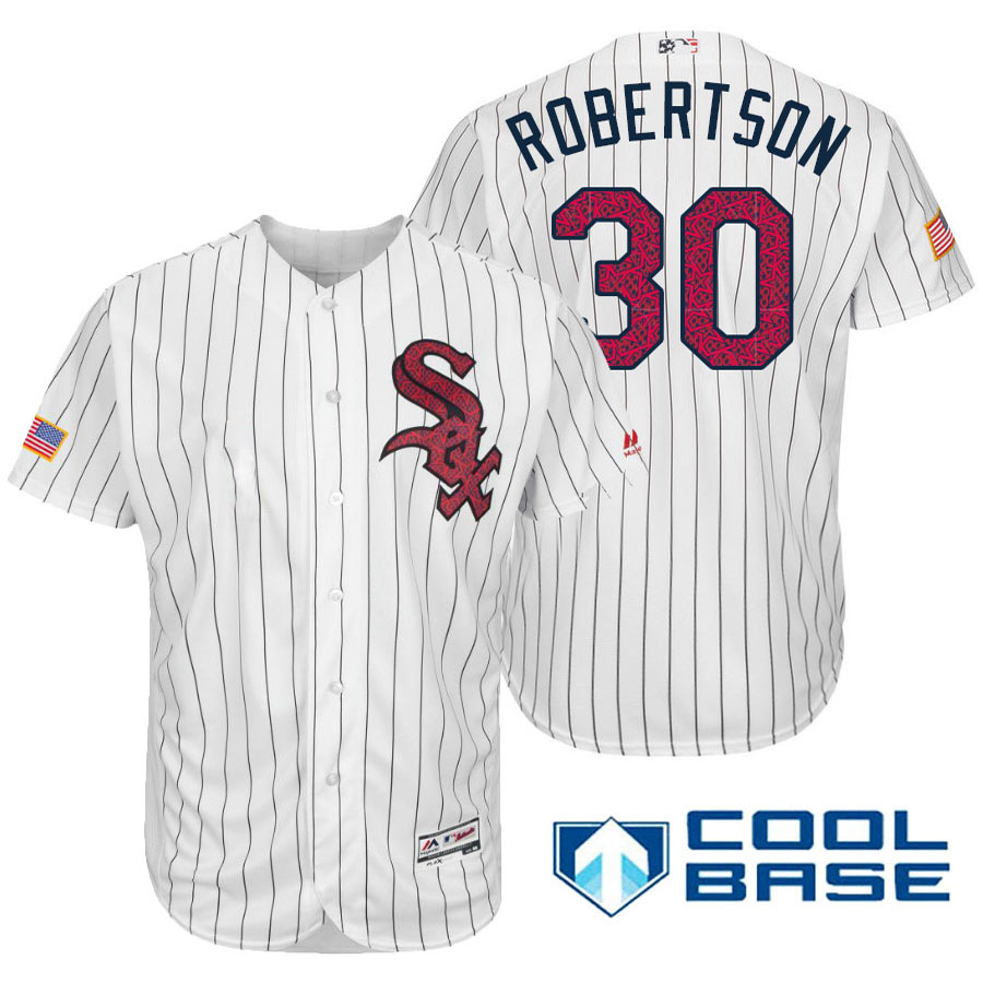 Chicago White Sox #30 David Robertson White Stars & Stripes 2016 Independence Day Cool Base Jersey