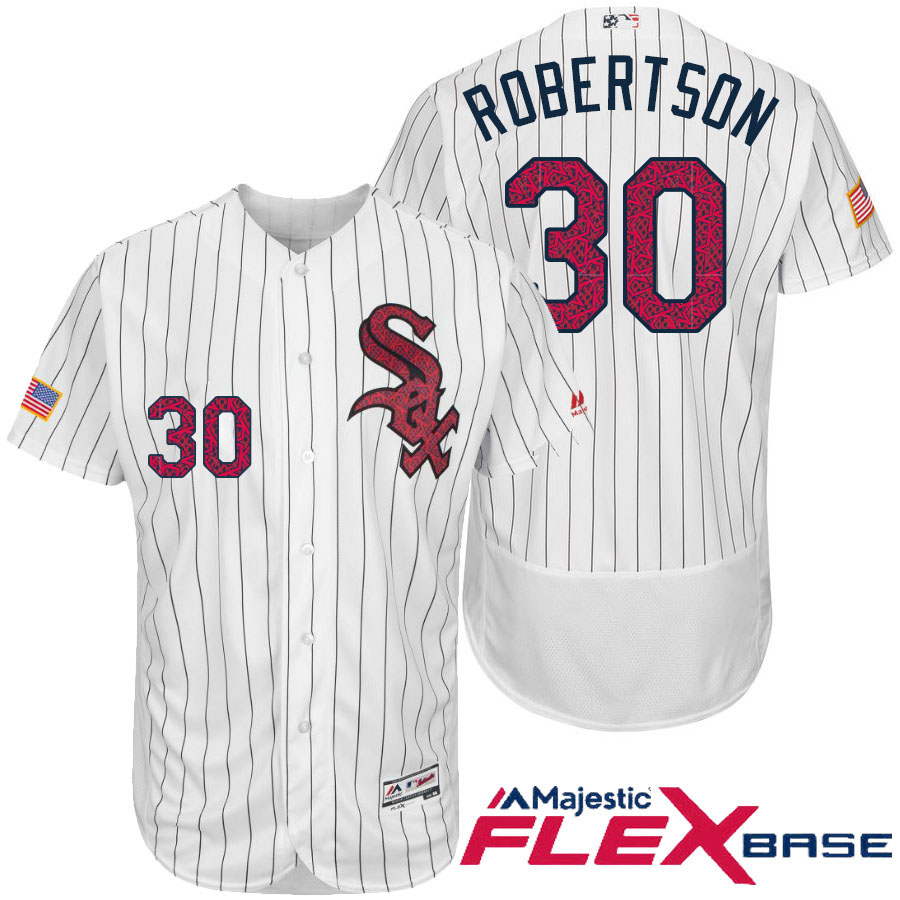 Chicago White Sox #30 David Robertson White Stars & Stripes 2016 Independence Day Flex Base Jersey