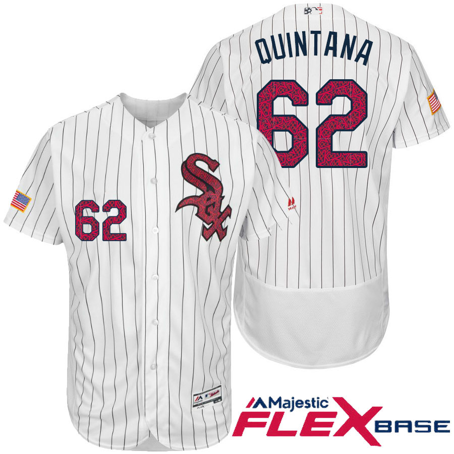 Chicago White Sox #62 Jose Quintana White Stars & Stripes 2016 Independence Day Flex Base Jersey