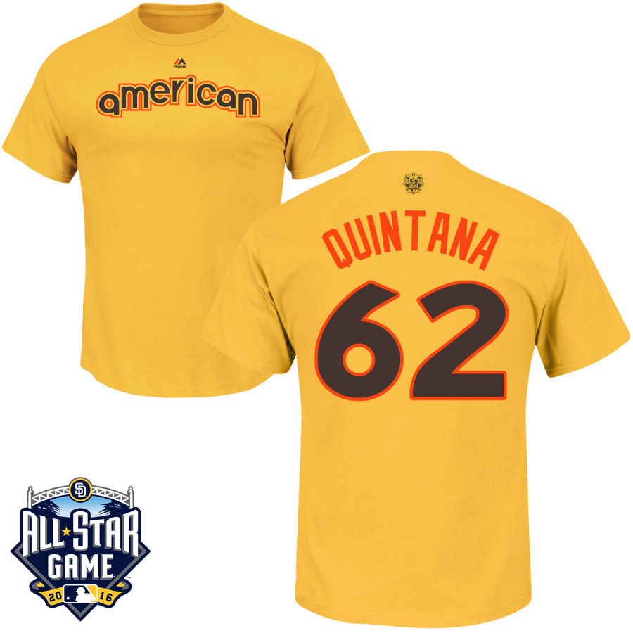 Chicago White Sox Jose Quintana #62 Yellow 2016 MLB All-Star Name & Number T-Shirt