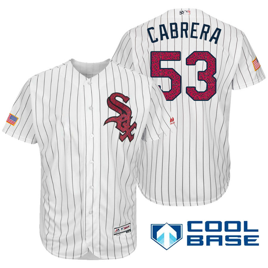 Chicago White Sox #53 Melky Cabrera White Stars & Stripes 2016 Independence Day Cool Base Jersey