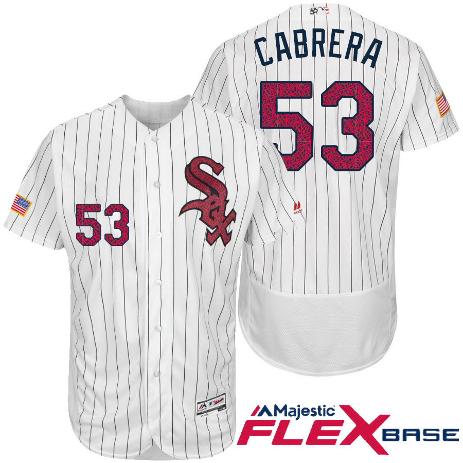 Chicago White Sox #53 Melky Cabrera White Stars & Stripes 2016 Independence Day Flex Base Jersey